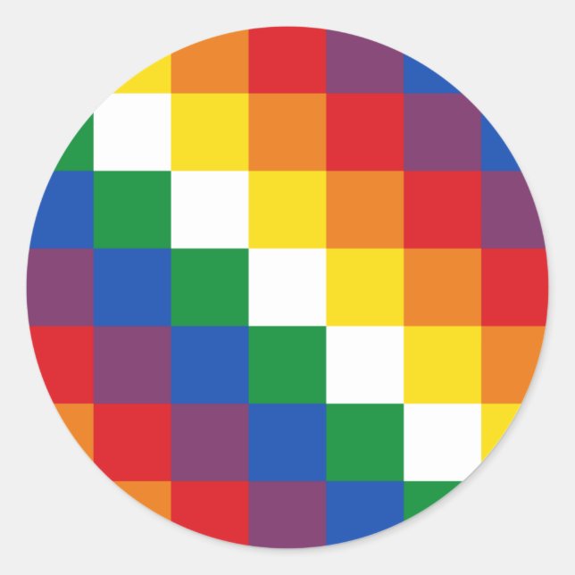 Sticker Rond Drapeau Huipala/Wipala. Qulla Suyu, une andine. Bo (Devant)