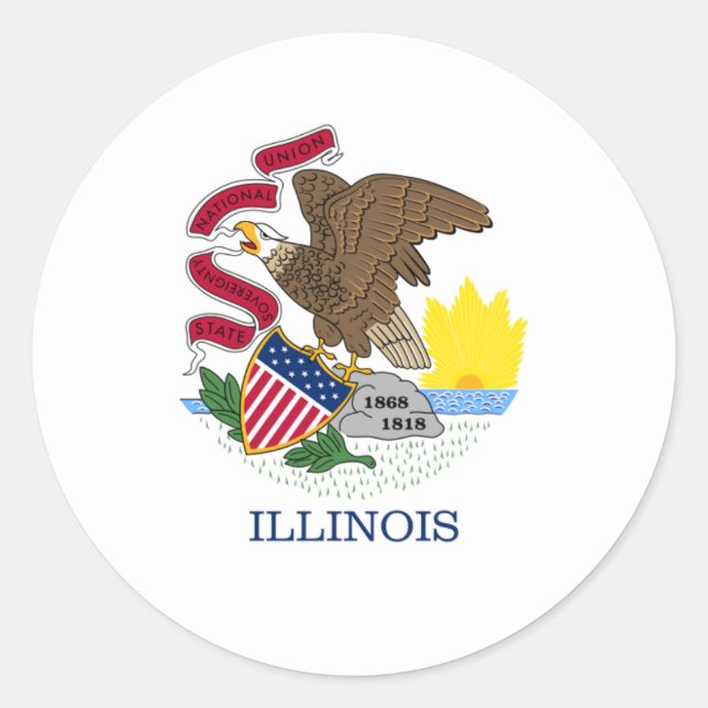 Sticker Rond Drapeau Illinois, Drapeau de l'Illinois (Devant)