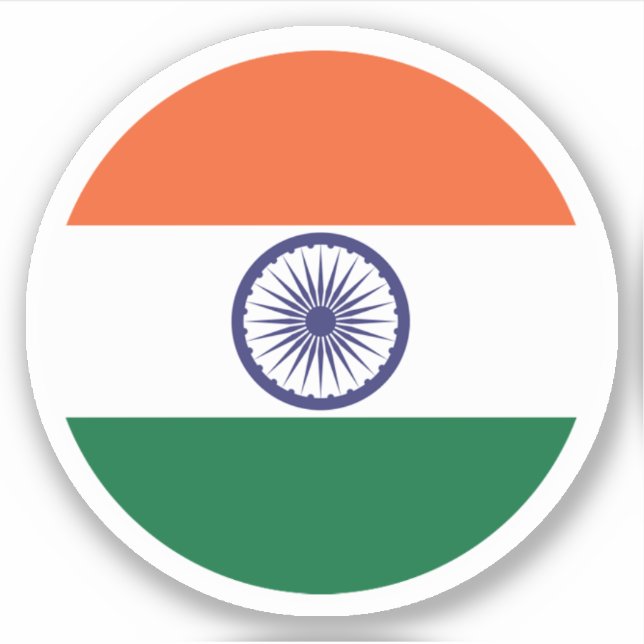 Sticker rond Drapeau Inde (Devant)