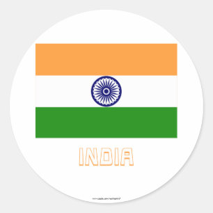 Sticker Rond Drapeau indien avec nom