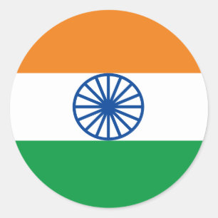 Sticker Rond Drapeau indien Tricolor "Tiranga Jhanda"