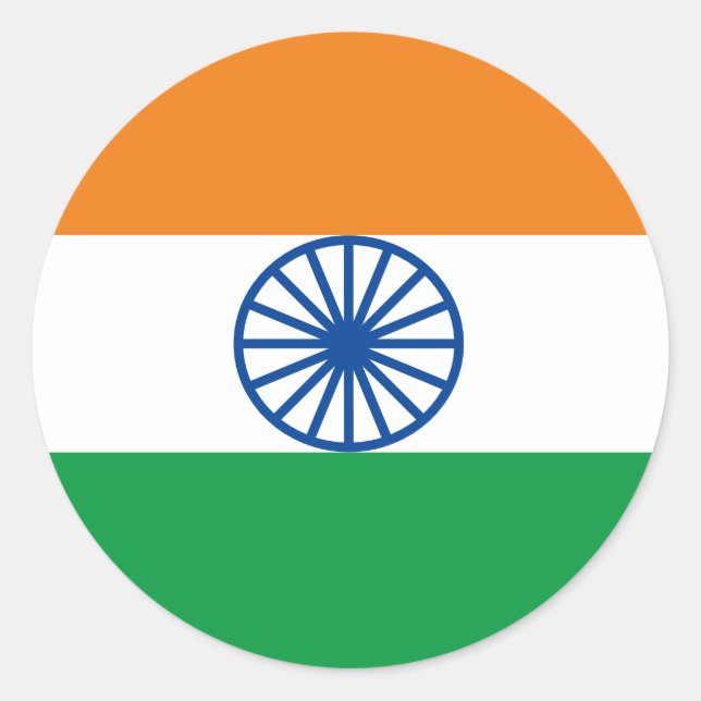 Sticker Rond Drapeau indien Tricolor "Tiranga Jhanda" (Devant)