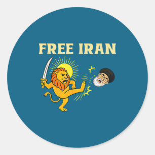 Sticker Rond Drapeau iranien Lion