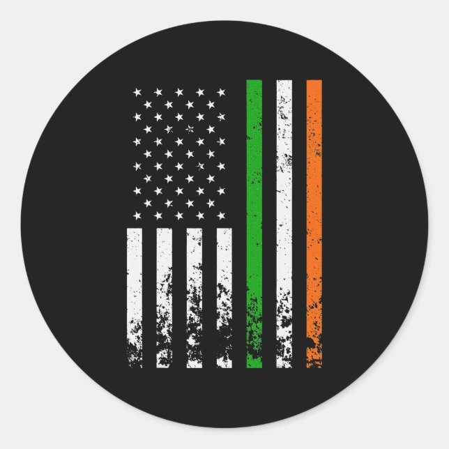Sticker Rond Drapeau irlandais américain Irlande JOUR DE LA SAI (Devant)