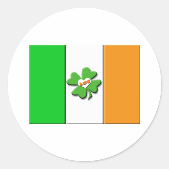 Sticker Rond Drapeau irlandais chanceux (Devant)