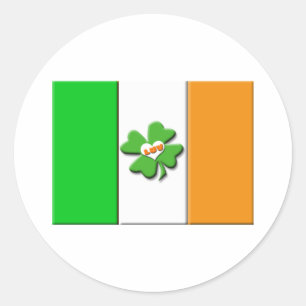 Sticker Rond Drapeau irlandais chanceux