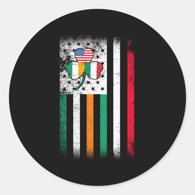 Sticker Rond Drapeau irlandais Italien Américain Irlande Italie (Devant)