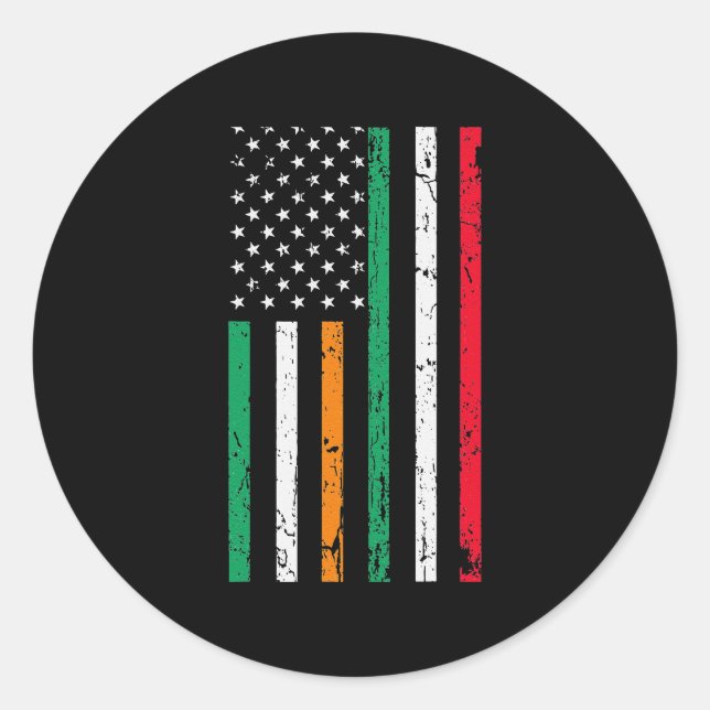 Sticker Rond Drapeau irlandais italien irlandais Italie Pride (Devant)