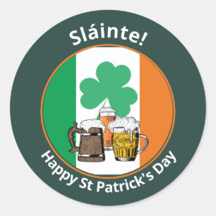 Sticker Rond Drapeau irlandais Jour de la Saint Patrick