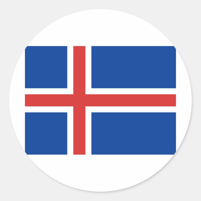 Sticker Rond Drapeau Islande (Devant)