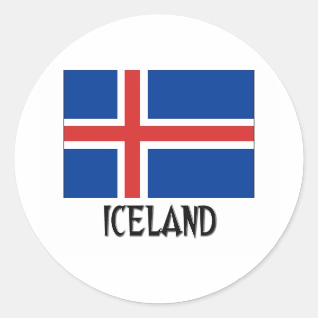 Sticker Rond Drapeau Islande (Devant)