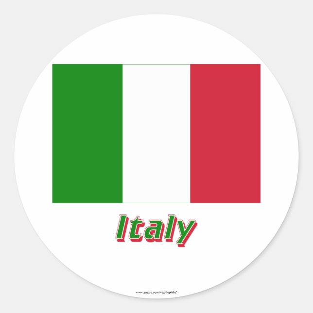 Sticker Rond Drapeau Italie avec nom (Devant)