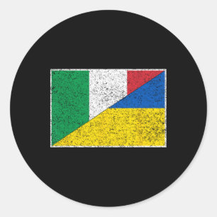 Sticker Rond Drapeau Italie Ukraine Italien Ukrainien Soutien C