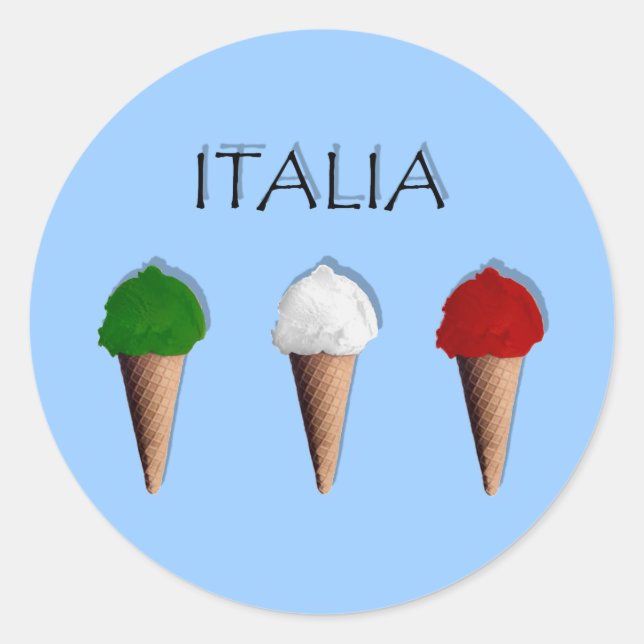 Sticker Rond Drapeau italien Gelati Crème glacée Italie Italia (Devant)