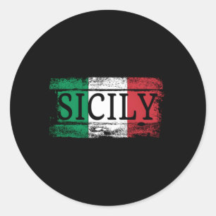 Sticker Rond Drapeau Italien I Sicile Italie