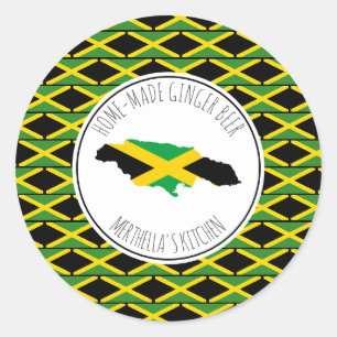 Sticker Rond Drapeau jamaïcain GINGER BEER