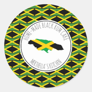 Sticker Rond Drapeau jamaïcain NOIR CAKE RUM FAIT À LA MAISON