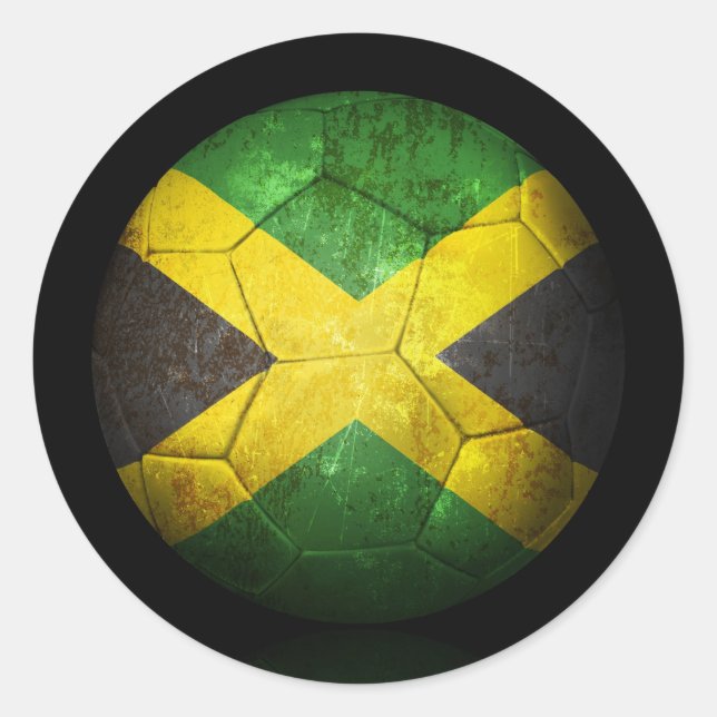 Sticker Rond Drapeau Jamaïcain porté Football de football (Devant)