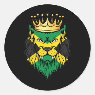 Sticker Rond Drapeau Jamaïque Lion King
