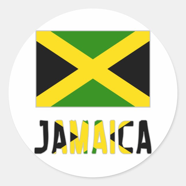 Sticker Rond Drapeau Jamaïque & Word (Devant)