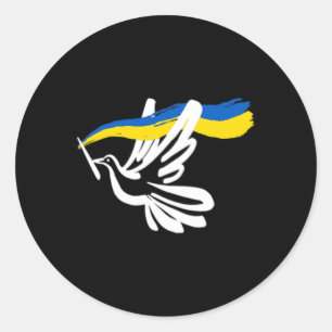 Sticker Rond Drapeau jaune bleu ukrainien avec soutien de la co