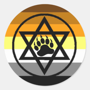 Sticker Rond Drapeau juif de fierté d'ours