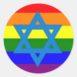 Sticker Rond Drapeau juif de gay pride