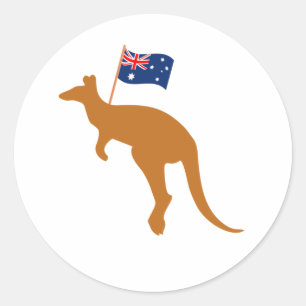 Sticker Rond drapeau kangourou australien blanc