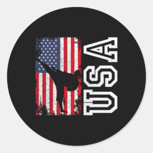 Sticker Rond Drapeau Karaté Usa 4 Juillet Patriotique Américain