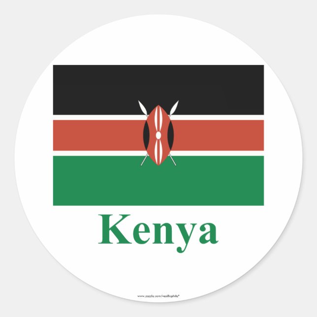 Sticker Rond Drapeau Kenya avec nom (Devant)