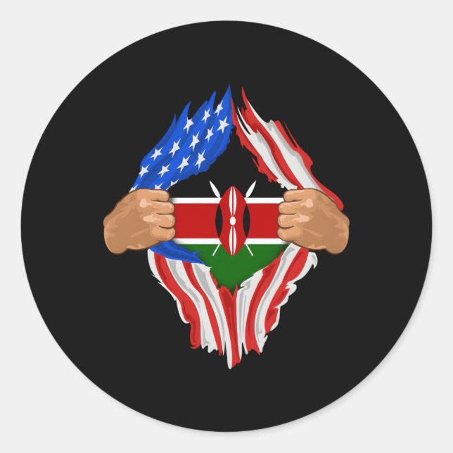 Sticker Rond Drapeau kenyan (Devant)