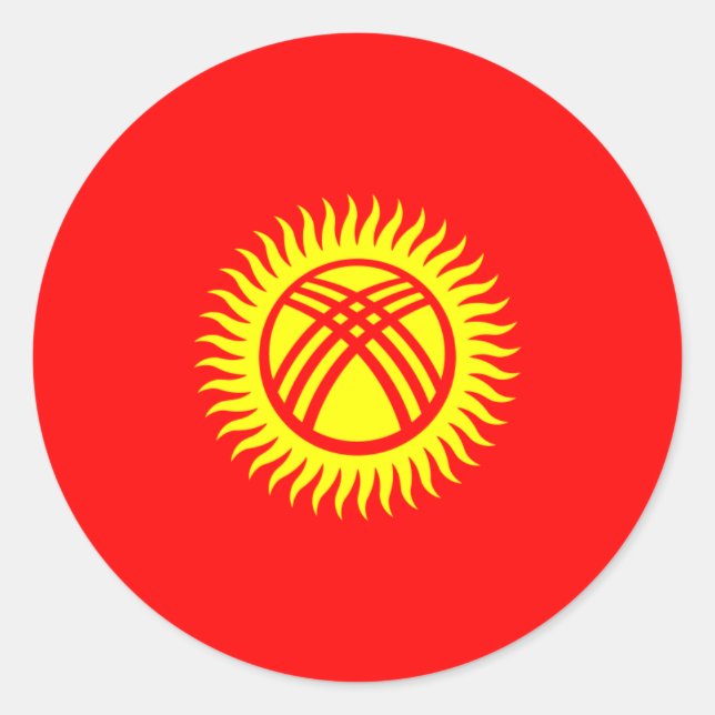 Sticker Rond Drapeau kirghize, drapeau du Kirghizistan (Devant)