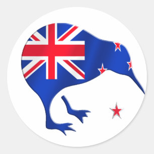Sticker Rond drapeau kiwi Nouvelle-Zélande cadeaux de football