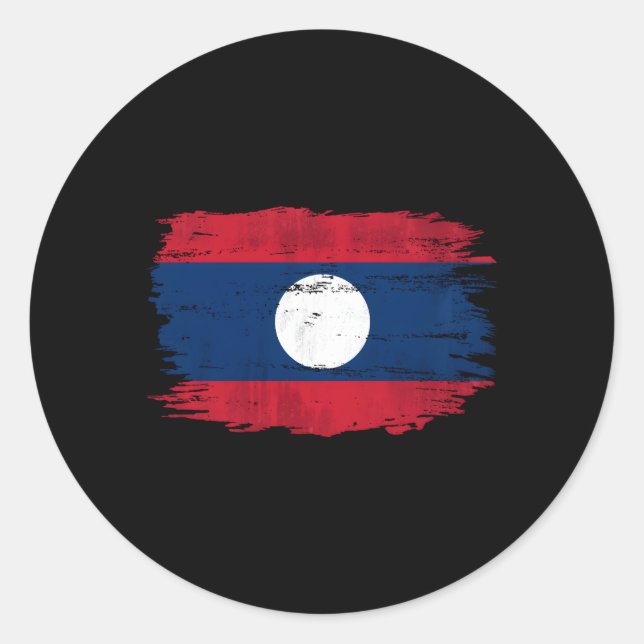 Sticker Rond Drapeau Laos Pour Laotien (Devant)