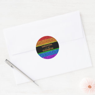 Sticker Rond Drapeau LGBT arc-en-ciel scintille gay lesbienne m