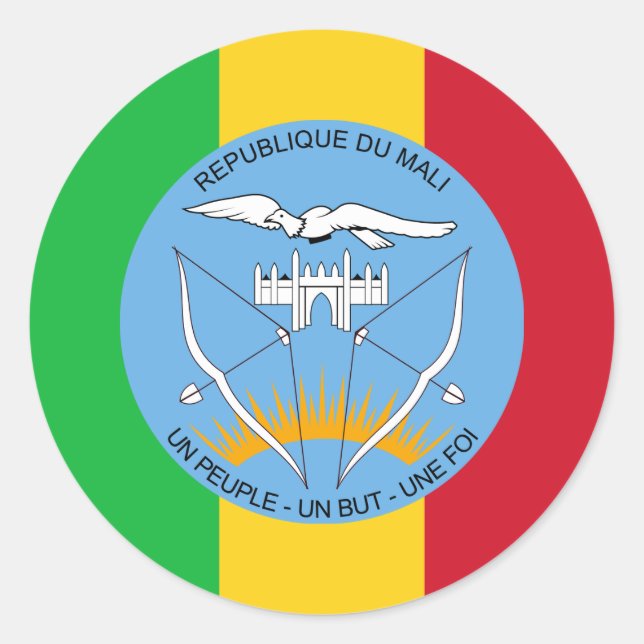 Sticker Rond Drapeau malien et armoiries, Drapeau malien (Devant)