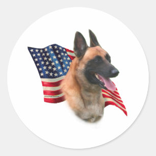 Sticker Rond Drapeau malinois belge