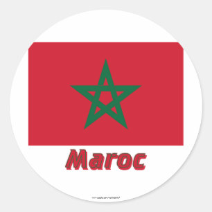 Sticker Rond Drapeau Maroc avec le nom français