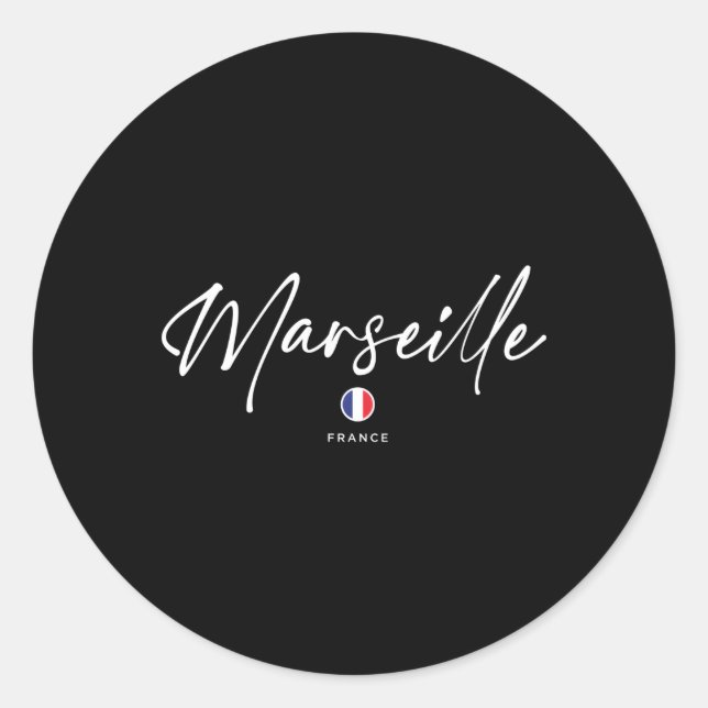 Sticker Rond Drapeau Marseille France (Devant)