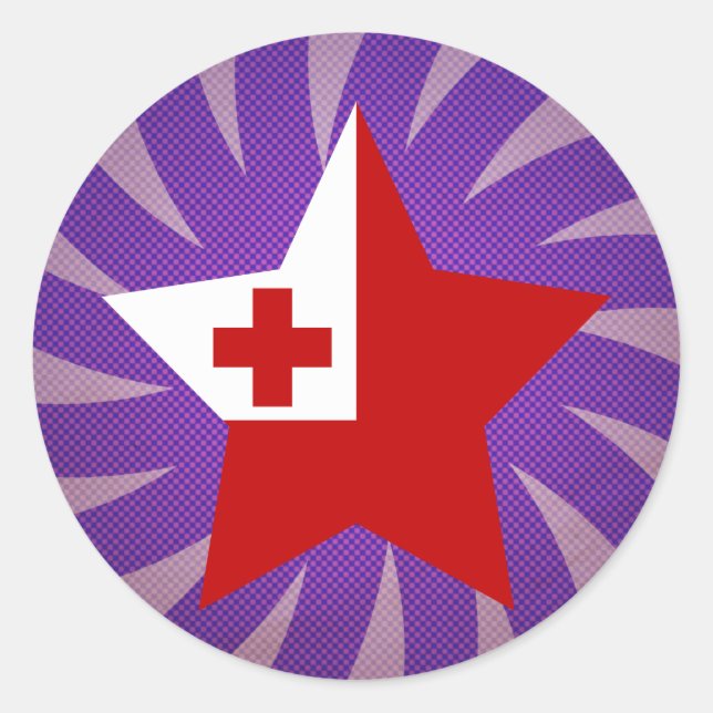 Sticker Rond Drapeau meilleur Tonga (Devant)