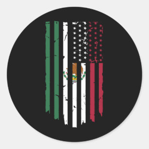 Sticker Rond Drapeau mexicain américain Drapeau mexicain