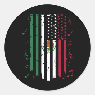 Sticker Rond Drapeau mexicain américain Drapeau mexicain