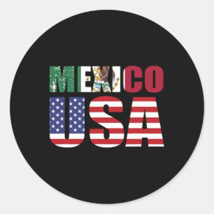 Sticker Rond Drapeau mexicain américain Drapeau mexicain