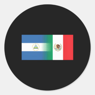 Sticker Rond Drapeau mexicain Nicaragua Mexique Nicaragua