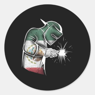 Sticker Rond Drapeau mexicain soudé