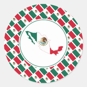 STICKER ROND DRAPEAU MEXIQUE