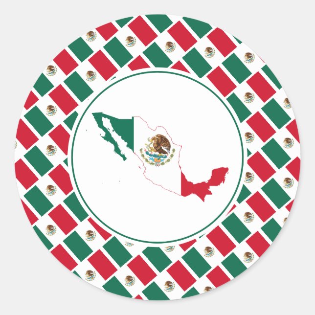 STICKER ROND DRAPEAU MEXIQUE (Devant)