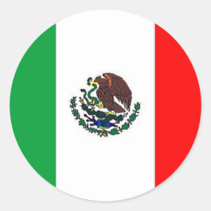 STICKER ROND DRAPEAU MEXIQUE - DRAPEAU NATIONAL MEXICAIN
