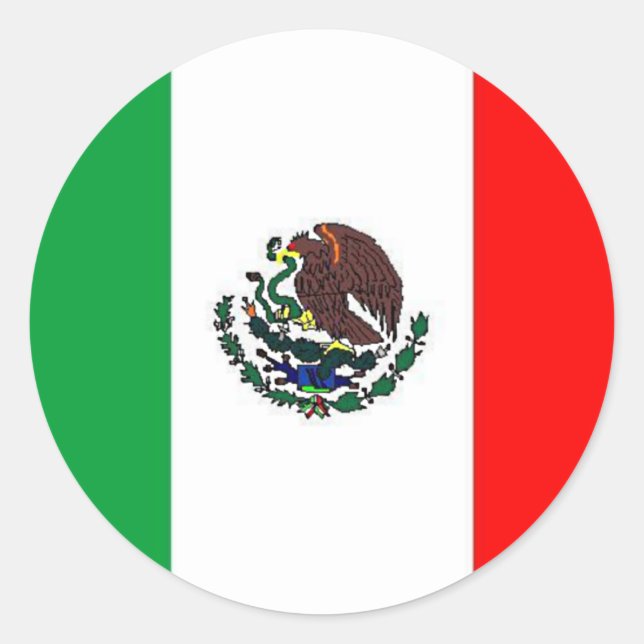 STICKER ROND DRAPEAU MEXIQUE - DRAPEAU NATIONAL MEXICAIN (Devant)