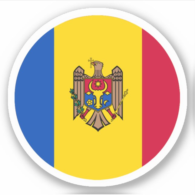 Sticker rond Drapeau Moldavie (Devant)